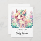 ユニコーンお洒落赤ちゃんシャワー サンキューカード (正面/裏面)