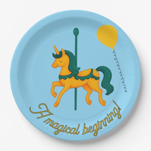 ユニコーンお洒落赤ちゃんシャワー/バルーン ペーパープレート (正面)