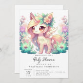 ユニコーンお洒落赤ちゃんシャワー 招待状 (正面/裏面)