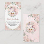 ユニコーンお洒落赤面ピンクフローラブックベビー エンクロージャーカード (正面/裏面)