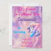 ユニコーンお洒落7thバースデーパーティー招待状 招待状 (正面)