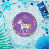 ユニコーンお洒落&フラワーズ招待状 ペーパープレート (パーティー)