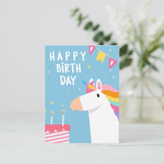 ユニコーンお誕生日おめでとう ポストカード (スタンド正面)