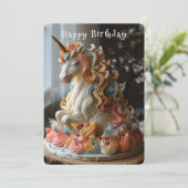 ユニコーンお誕生日ケーキ金ゴールドホーン カード (スタンド正面)