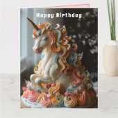 ユニコーンお誕生日ケーキ金ゴールドホーン カード (正面)