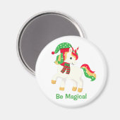 ユニコーンかわいいクリスマスのユニコーンガーリー マグネット (正面/裏面)