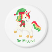 ユニコーンかわいいクリスマスのユニコーンガーリー マグネット (正面)