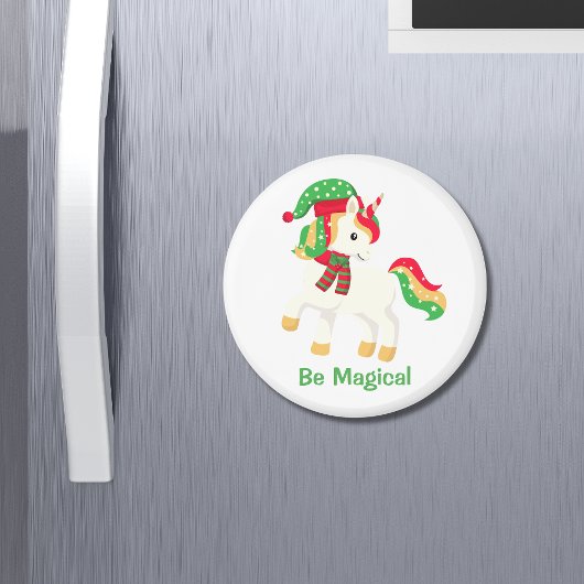 ユニコーンかわいいクリスマスのユニコーンガーリー マグネット