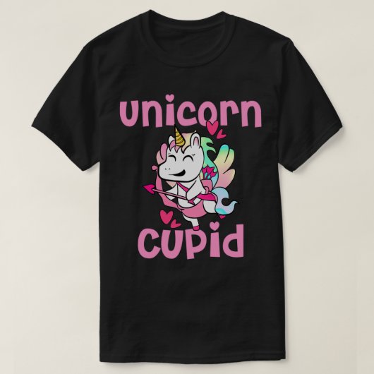 ユニコーンかわいいバレンタインユニコーン Tシャツ (デザイン正面)