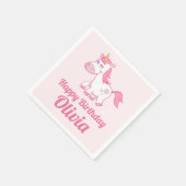 ユニコーンかわいいピンク誕生日紙ナプキン スタンダードカクテルナプキン (角)