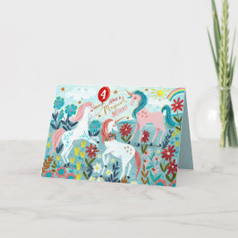 ユニコーンかわいい女の子の誕生日カード カード