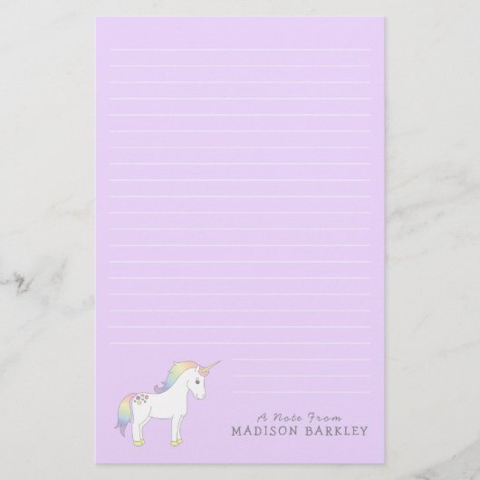 ユニコーンかわいい子どもパステル 便箋 (正面)