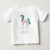 ユニコーンかわいい子供たち女の子ベビーTシャツ ベビーTシャツ (正面)