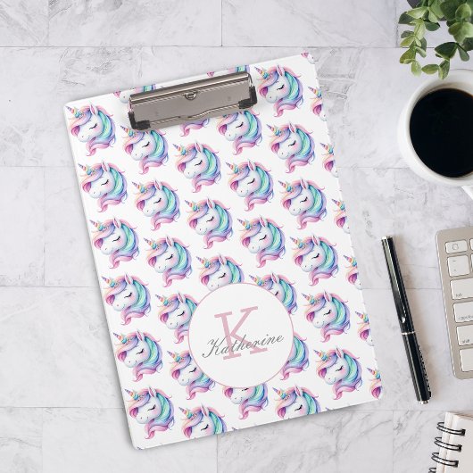 ユニコーンかわいい水彩模様名前をカスタムする クリップボード
