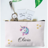 ユニコーンかわいい水色 アクセサリーポーチ