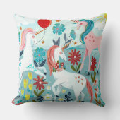 ユニコーンかわいい虹の女の子 クッション (正面)