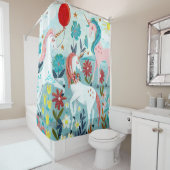 ユニコーンかわいい虹の女の子 シャワーカーテン (インサイチュ)