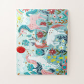 ユニコーンかわいい虹の女の子 ジグソーパズル (縦)