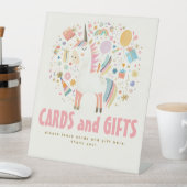 ユニコーンかわいい誕生日パーティーカードとギフトサイン 台座サイン (インサイチュ)