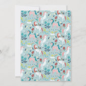 ユニコーンかわいい魔法の女の子の最初の誕生日パーティー 招待状 (裏面)