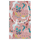 ユニコーンかわいい魔法の女の子の誕生日 スモールペーパーバッグ (裏面)