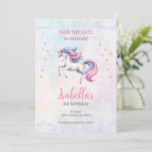 ユニコーンかわいい魔法の水の色の誕生日パーティー セーブザデート (スタンド正面)