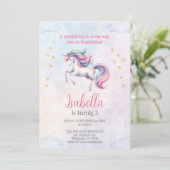 ユニコーンかわいい魔法の水の色の誕生日パーティー 招待状 (スタンド正面)