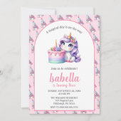 ユニコーンかわいい魔法の誕生日パーティー 招待状 (正面)