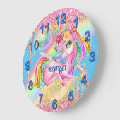 ユニコーンかわいらしのガーリー部屋の装飾DIY名 ラージ壁時計 (傾斜)