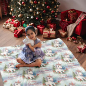 ユニコーンかわいらしのクリパーソナライズされたスマス フリースブランケット