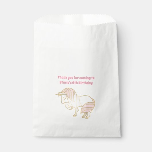 ユニコーンかわいらしカスタムバースデーパーティーのバッグ フェイバーバッグ (正面)