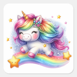 ユニコーンかわいらしステッカー スクエアシール