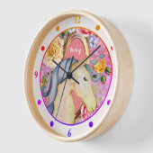 ユニコーンかわいらしバラズガールズルームデコールラウンド 壁時計 (傾斜)