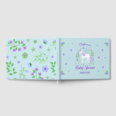 ユニコーンかわいらしパープルアクアベビーシャワー ゲストブック (全面)