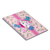 ユニコーンかわいらしピンクと水玉模様ノート ノートブック (右側)