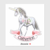 ユニコーンかわいらしフローラ女子の名前魔法テーマ シール (シート)