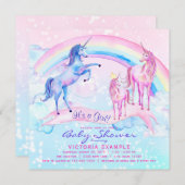 ユニコーンかわいらしベビーシャワー招待状 招待状 (正面/裏面)