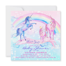 ユニコーンかわいらしベビーシャワー招待状