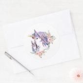 ユニコーンかわいらしママ&ベビーウォーター色フローラ ラウンドシール (封筒)