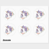 ユニコーンかわいらしママ&ベビーウォーター色フローラ ラウンドシール (シート)