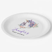 ユニコーンかわいらしママ&ベビー水彩赤ちゃんシャワー ペーパープレート (アングル)