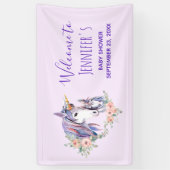 ユニコーンかわいらしママ&ベビー水彩赤ちゃんシャワー 横断幕 (縦)