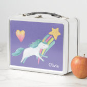 ユニコーンかわいらしレインボースターキッズパーソナライズされた メタルランチボックス (インサイチュ)