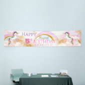 ユニコーンかわいらし誕生日パーティバナー 横断幕 (トレードショー)