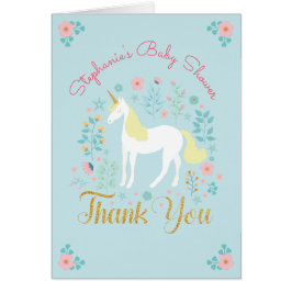ユニコーンかわいらし金ゴールドグリッターベイビーシャワーありがとう