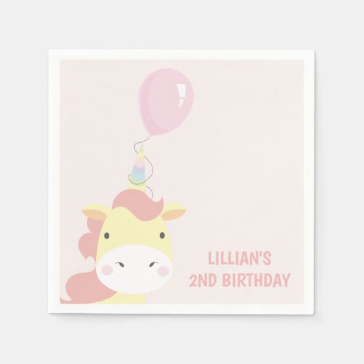 ユニコーンかわいらし スタンダードカクテルナプキン (正面)