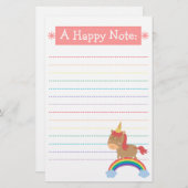 ユニコーンがあることを試みているかわいいのブラウンの馬 便箋 (正面/裏面)