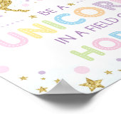 ユニコーンがひまわり畑にいる 女の子のベビー・ルーム ポスター (角)