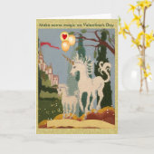 ユニコーンがバレンタインデーに魔法をもたらす カード (黄色い花)