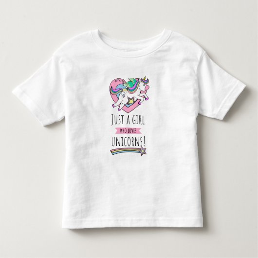 ユニコーンが大好きな女の子だ! トドラーTシャツ (正面)